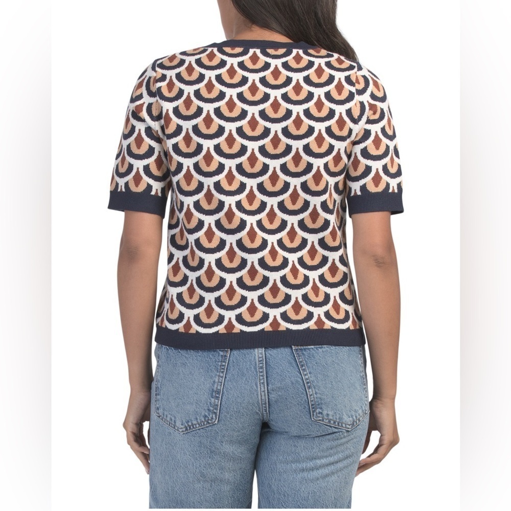 CHRISTIAN SIRIANO NEW YORK Short Sleeve Pull Over Sweater With Geometric Pattern - Picture 3 of 3